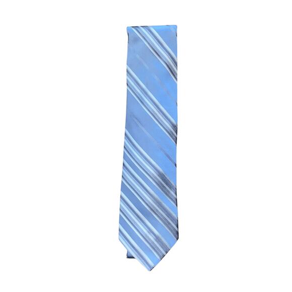 DKNY - Blue/White Striped Silk Men's Neck Tie - Picture 1 of 8